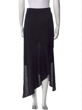 St. John Black Asymmetrical High-Low knit Skirt